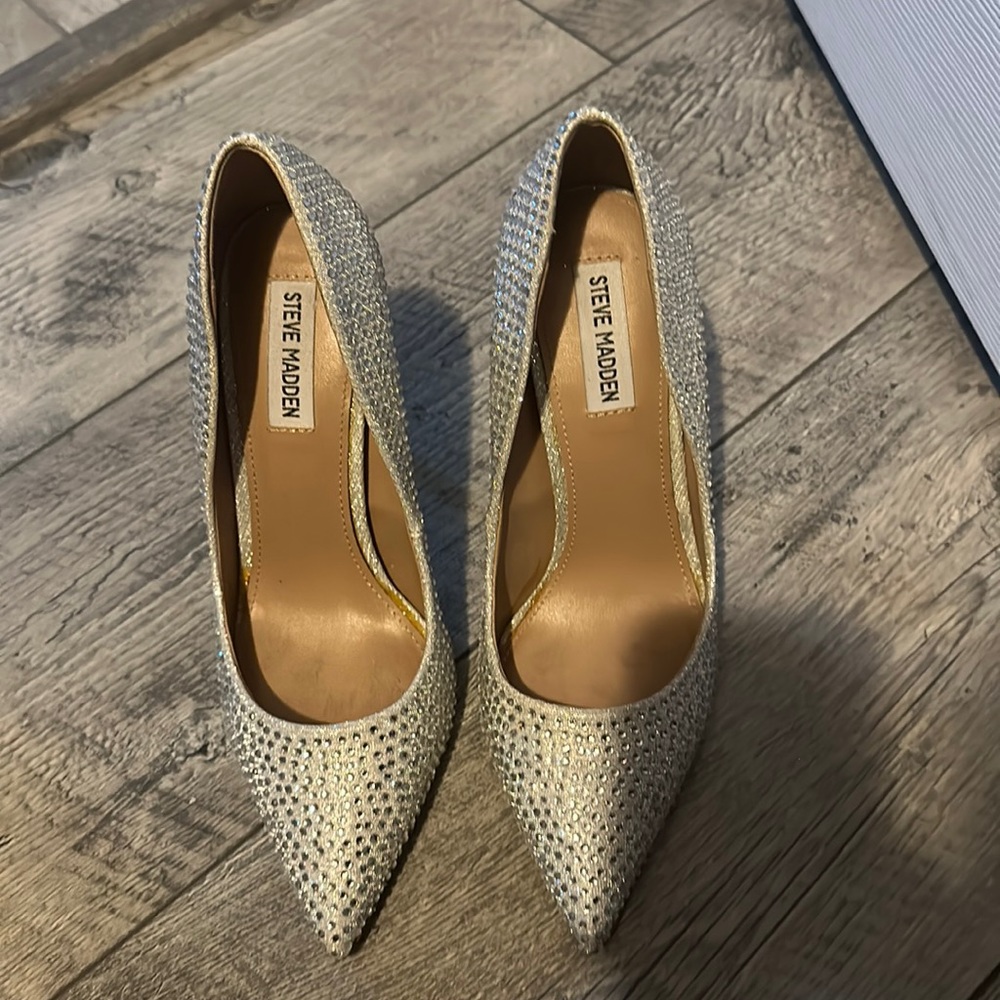 Steve Madden Daisie-rhinestone silver size 9